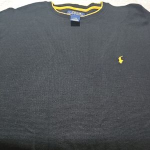 Polo by Ralph Lauren Black and Yellow Thermal-Knit Sleep Shirt